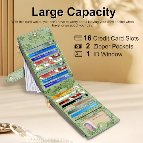 Image of Travelambo Womens Leather Bifold Wallet, Slim RFID Blocking Card Holder