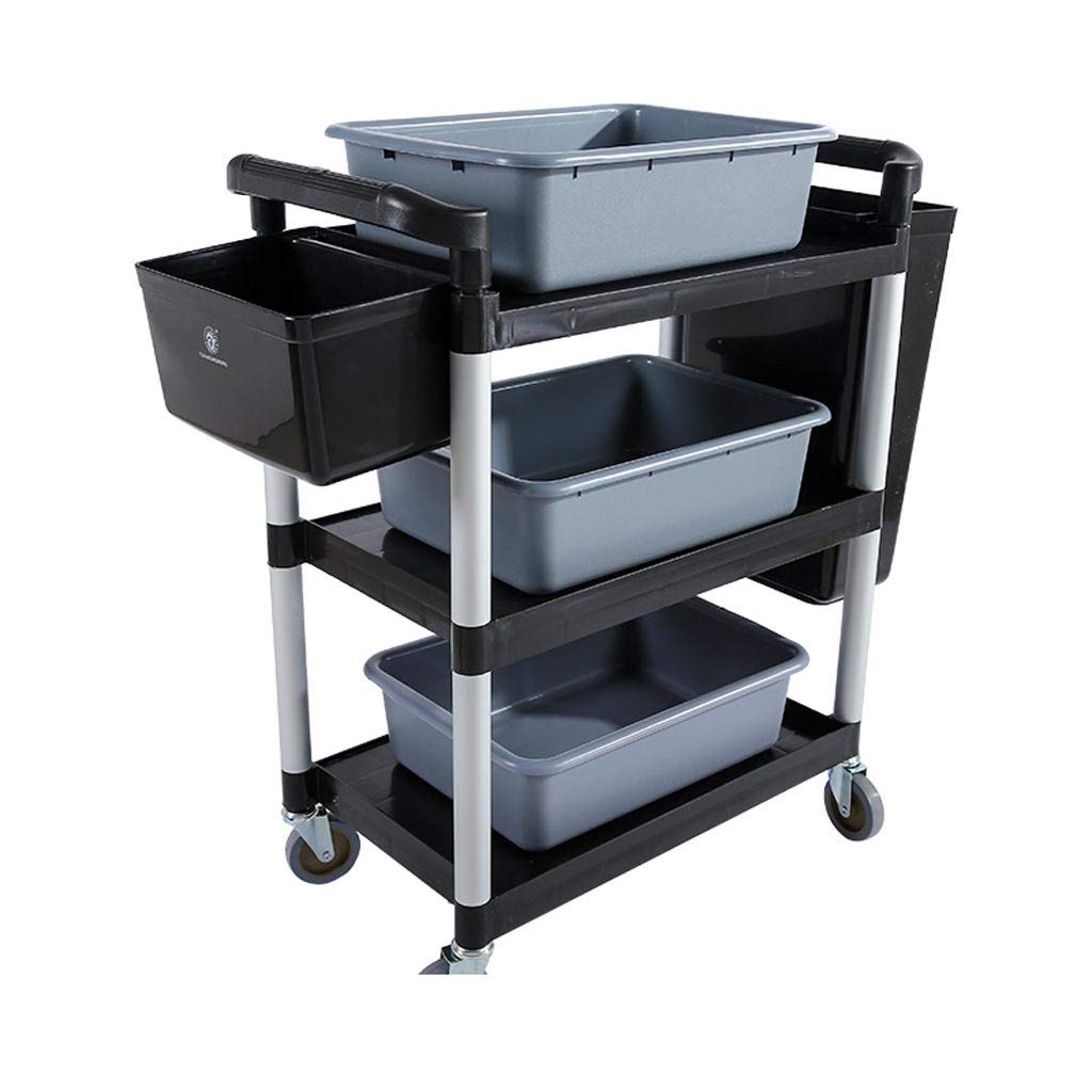 Carro de Almacenamiento Espesar Plástico Hotel Recoger un Vagón Comedor, Recoger un Tazón, Recolección de Vehículos, Plato Tres Pisos Servicio de Comidas Carro/Black