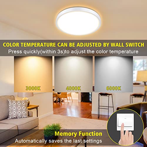 Dimmable LED Ceiling Light Panel with Remote Control,24W 2200LM,3000K-6000K,Night Light Function,IP54 Waterproof Round LED Flush Mount Ceiling Light for Bedroom,Bathroom,Kitchen,Hallway,Ø30CM - Image 4