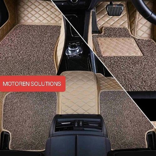 Image of 7D Car Foot Mat for Maruti Suzuki S-Cross Model (2012-2018) | Waterproof | Anti-Slip | PU Leather | Full Coverage | All Weather | Custom Fitted Car Floor Mats | Beige
