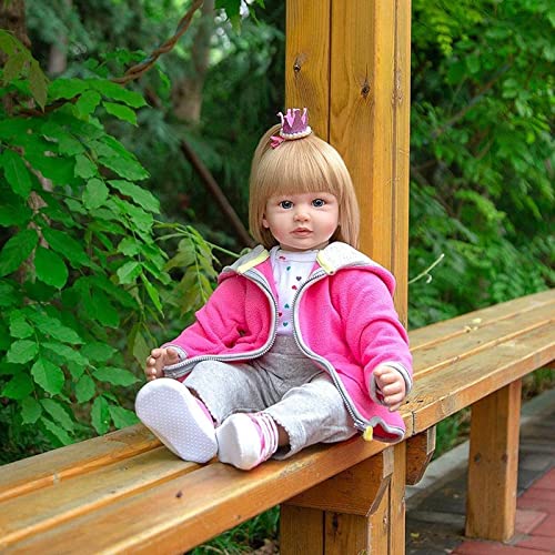 60cm 24 Zoll lebensechte Reborn Babypuppen mit Langen Haaren Realistische Weiche l Silikon Kleinkind Jungen Mädchen… – Bild 4
