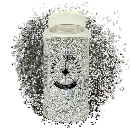 Palmsafe Large 500g Shaker Jar of Silver Glitter-Colourful Glitter for Resin or Crafts Chunky Glitter Nail Art MAT1123