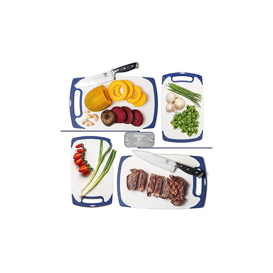 Moss & Stone Professional Kitchen Knife Chef Set, 6 Pcs Small Knife Set With Block, Premium Kitchen Knife Set Stainless Steel, Scratch Resistant & Rust Proof, Bundle With 2 Piece Cutting Boards for Ki