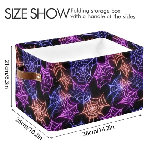Image of Aslsiy Storage Basket Colorful Spider Web Halloween Nursery Bins Black Baby Box Canvas Clothes Shelf Basket Laundry Hampers 1 Pcs