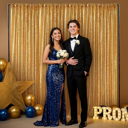 Image of Gold Sequin Curtain, 3 1 /4 inch x 80 inch