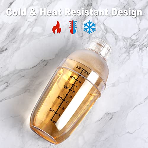Plastic Cocktail Shaker - 4Pcs Clear Cocktail Shaker Set With 4Pcs Plastic Cocktail Double Measuring Jigger #TOP4