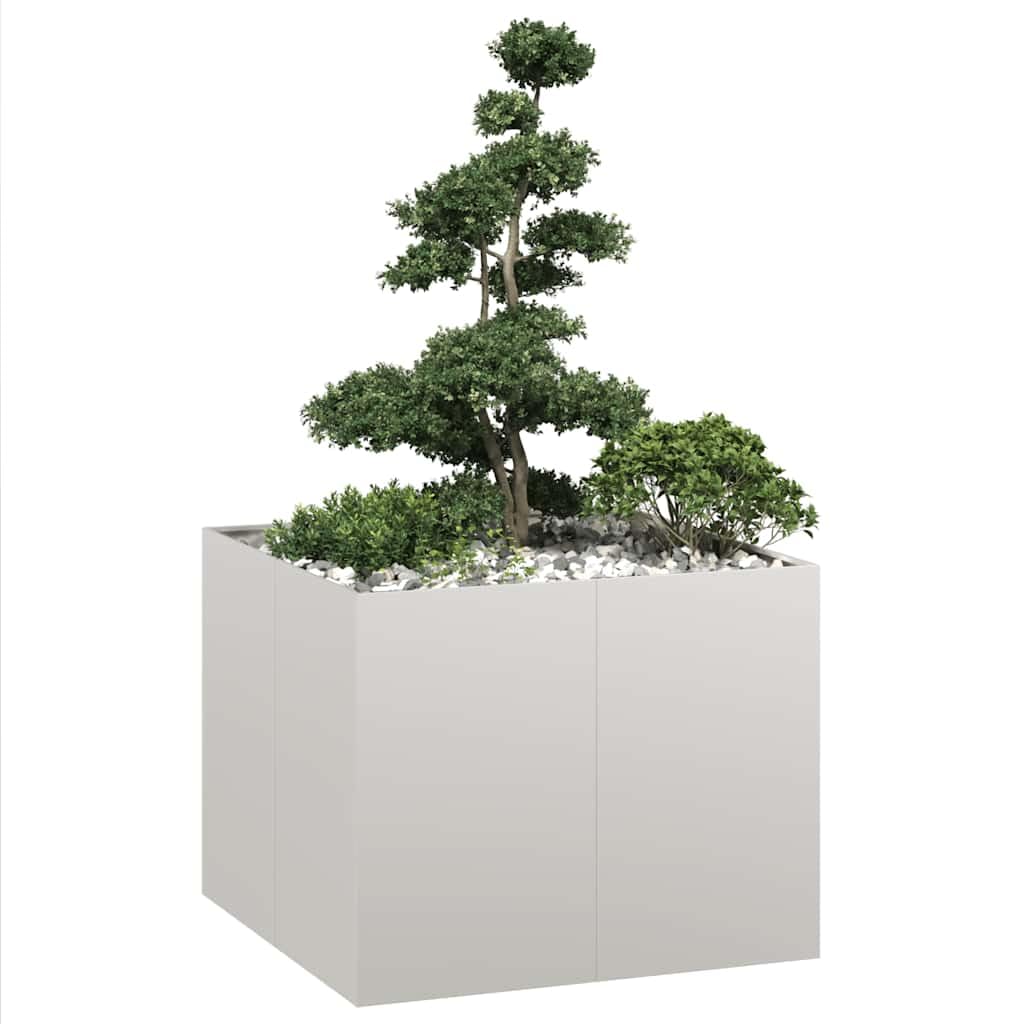 Ogrodnik ze stali nierdzewnej 100 x 100 x 80 cm | Podwyższone łóżko na balkon, patio, otwarte dno drenażowe, solidne wsporniki wewnętrzne