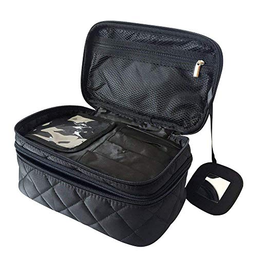 Preisvergleich Produktbild 1 Stück Schwarz Schminktasche Kosmetikbeutel MakeUp Tasche Doppelschicht