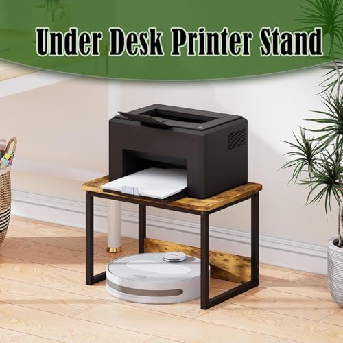 Image of MTANK Heavy Duty Desktop Printer Stand with Storage - Multi-Purpose Shelf Organizer for Home Office, Small Printer Table for Copier, Scanner & Fax Machine (Rustic Brown)