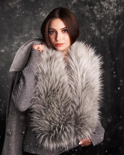 Futrzane Classic Scarf - Faux Fur Scarves Collars for Women - Long Neck Warmer4