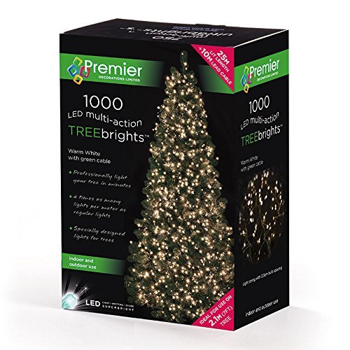 Premier Decorations Super Sparkle 1000 LED Christmas Tree Lights on a Christmas tree