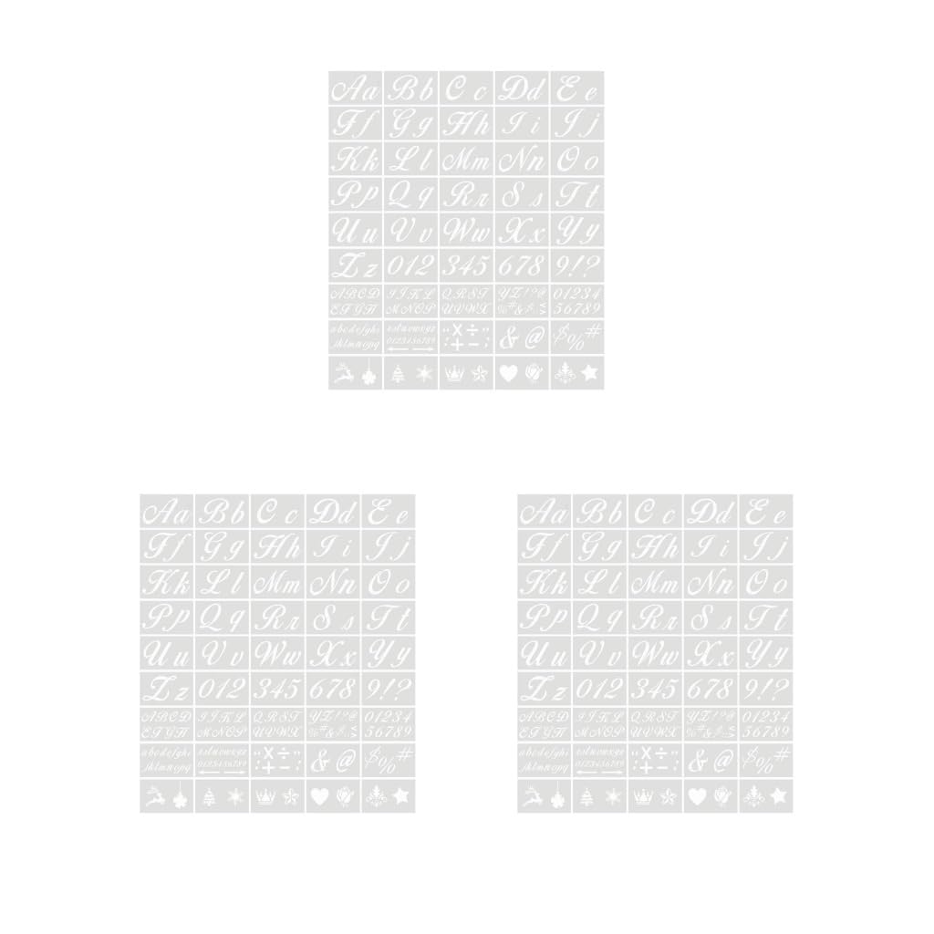 3 set di 45 stencil con lettere dell'alfabeto, per disegno e pittura, corsivo