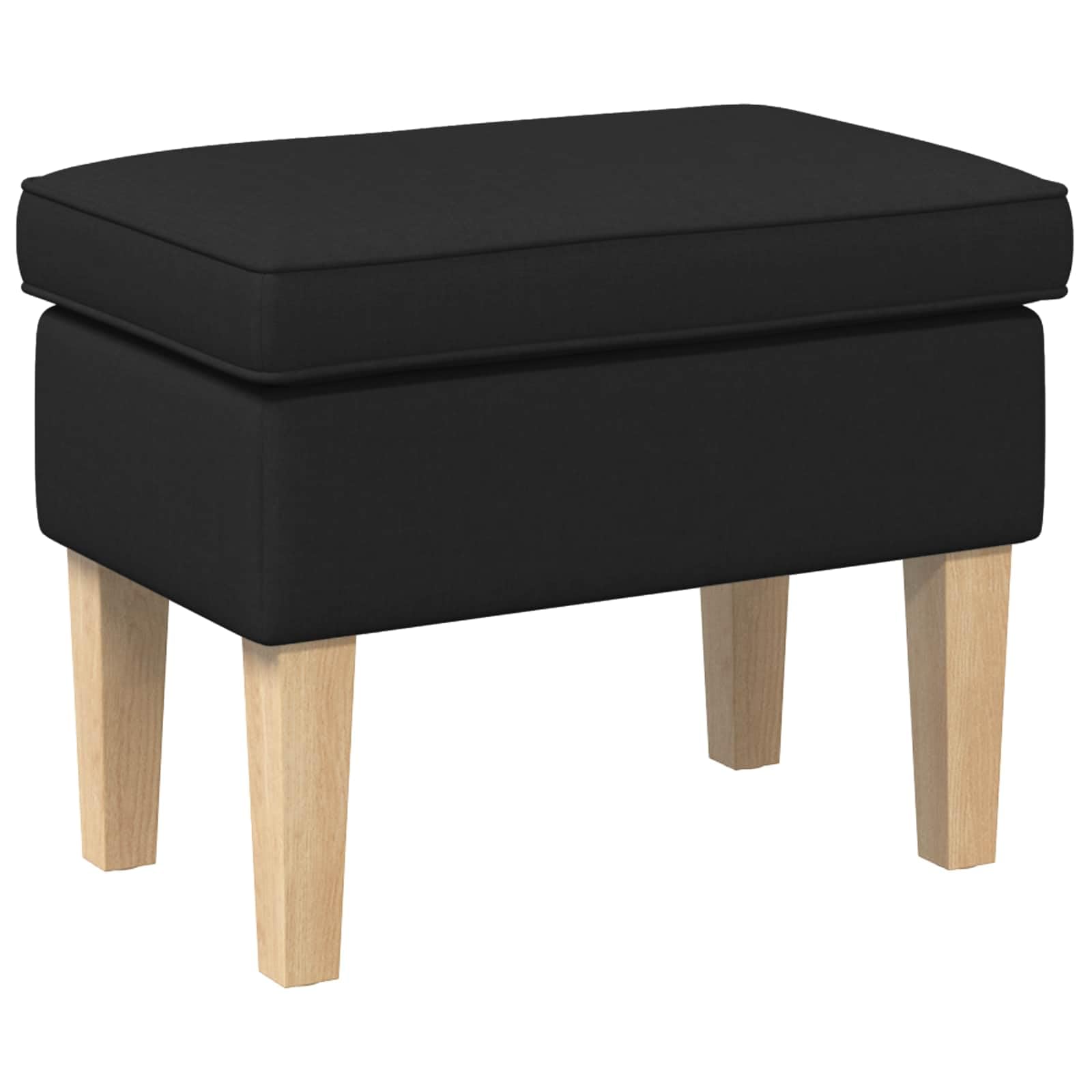 Taboret czarny materiał 55 x 35 x 41 cm z wytrzymałą ramą z litego drewna, wyściełany i składany, zajmuje mało miejsca do salonu, biura, na balkon, kemping, idealny jako podnóżek lub