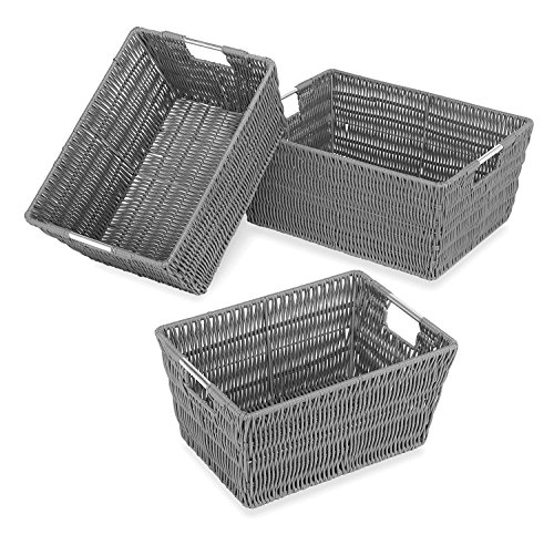 Image of Whitmor Rattique Storage Baskets - Grey (3 Piece Set)