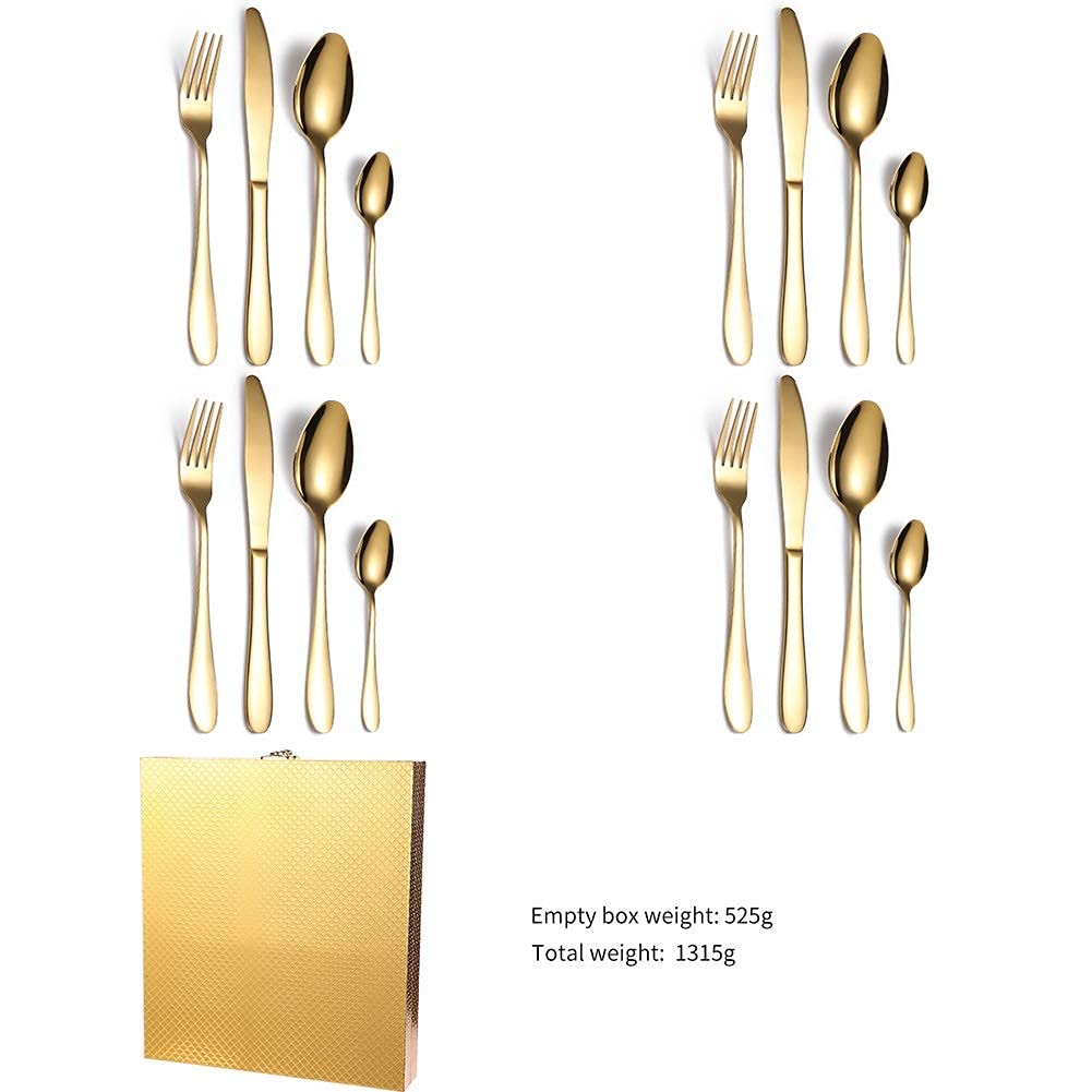 16-teiliges Besteckset In Gold Matt – Edelstahl Für 4 Personen, Stylisch & Praktisch