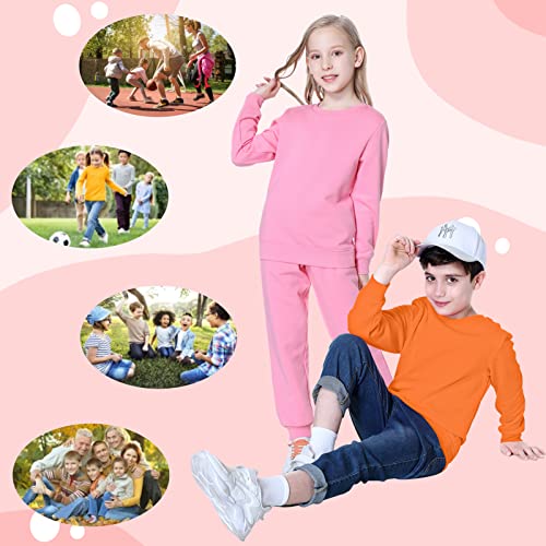 Kid Nation Kids' Slouchy Soft Brushed Fleece Casual Basic Crewneck Sweatshirt for Boys or Girls XS Orange - Thumbnail 3
