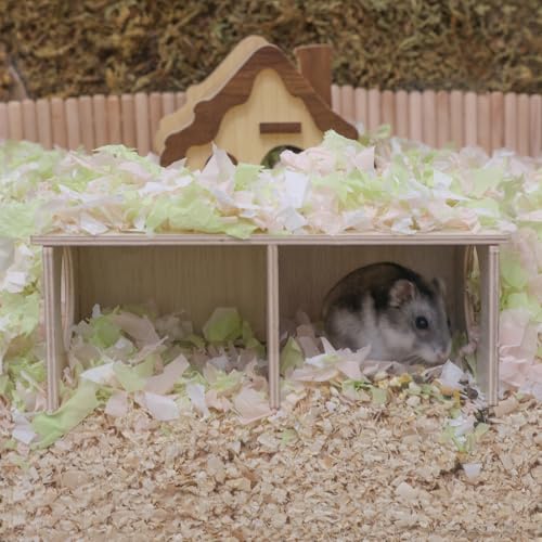Hamster Peep Tunnel, 2-Chamber Wooden Hamster Hideout, Water-Resistant Platform for Dwarf Hamsters and Small Pets, 8.3" x 4.3" x 3.1" - Image 3