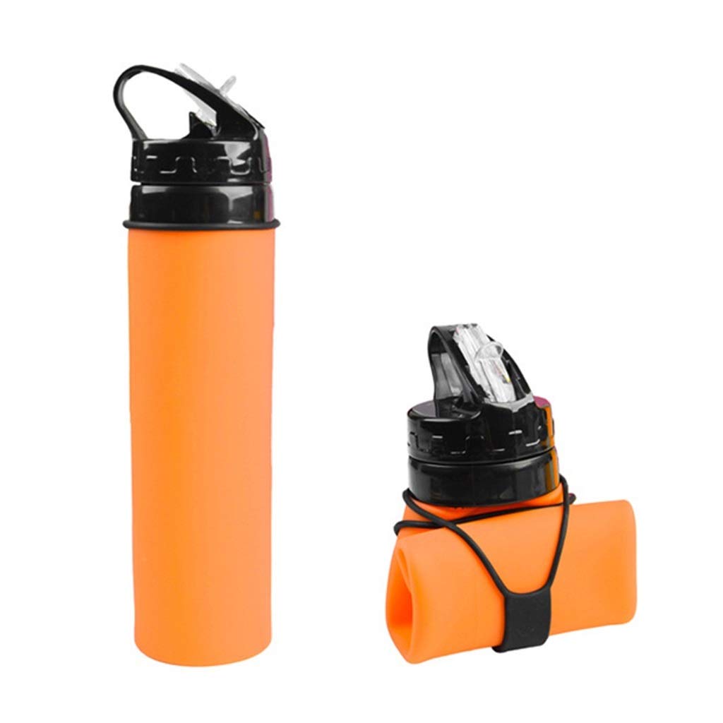 Faltbare Wasserflasche, 600 Ml Creative Kieselgel Reisen Klettern Tragbar Strohhalm Trinken (5 Farben)