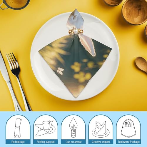 Servilletas de tela cuadradas estilo con conejito blanco miniatura 7