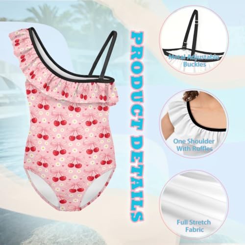 Image of Girls Swimsuit One Piece Ruffle Swimsuit Non-Slip Straps UPF 50+ for Girls Size 3-14 Years