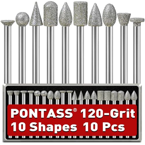120 Grit Diamond Grinding Bits,20 Pcs Stone Carving Drill Bits