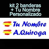 KIT Pegatinas adhesivo bandera España con nombre personalizado.Vinilo cortado - De larga duración. Apto para pegar en: chapa, hierro, madera, cristal, aluminio y cualquier superficie limpia y seca.