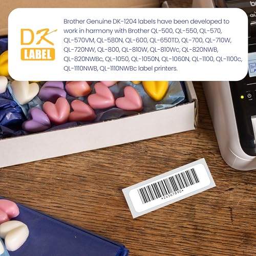 Image of Brother Genuine DK-120424PK Multipurpose Paper Labels, Die-Cut 0.66 inch x 2.1 inch, Engineered for Excellence, 400 Labels Per Roll, 24 Rolls per Box, White, for use with Select Brother QL Label Printers