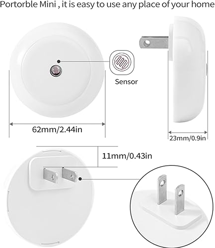 Miniatura 8 de Bornelet Paquete de 4 lámparas de noche LED con sensor de luz, luces nocturnas enchufables a la pared, luces de pared blancas frías, luz nocturna