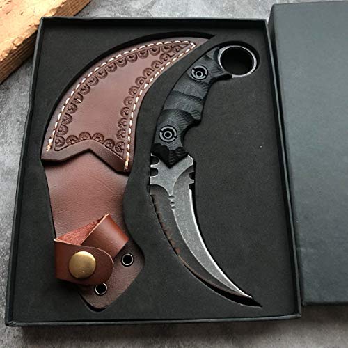 Holyedge Heavy Duty Pocket Tactical Fixed Blade Karambit Knife G10 Handle D2 Blade Double Edged Strike Hunting Knifes Csgo Claw Knives (Black) #TOP3