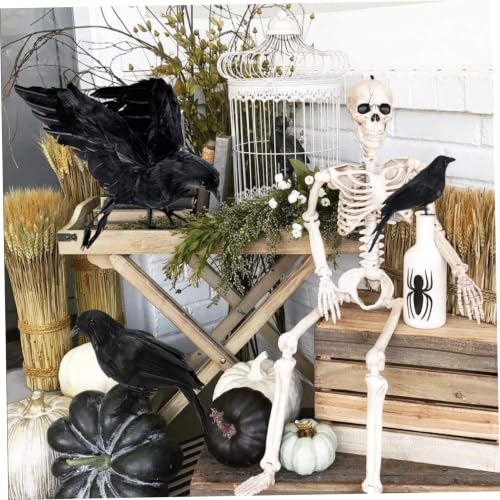 Cuervos artificiales de Halloween para ramas de árboles y decoración de oficina 8
