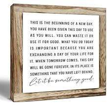 Religious Wood Sign, Inspirational Sign, Wooden Plaques Signs Table Decor, Motivational Desk Decorate, Rustic Home Decor, Positive Office Decorate, This is The Beginning of A New Day Signs