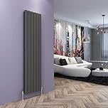 ELEGANT 1800x456mm Vertical Anthracite Double Panel Column Radiator, Tall Designer Upright Radiator for Living Room, Bathroom & Modern Home
