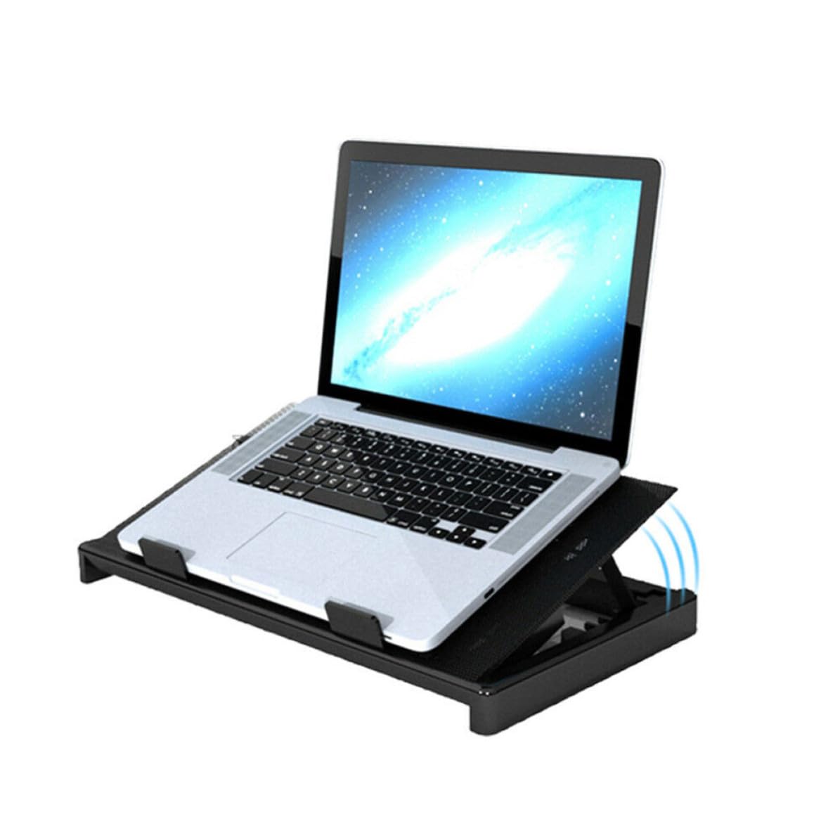 TEHAUX Refroidisseur PC Portable Ventilateurs Silencieux Tapis Rafraîchissant Multi-Angle Réglable avec Ports USB Anti-dérapant pour Ordinateur Portable Gaming