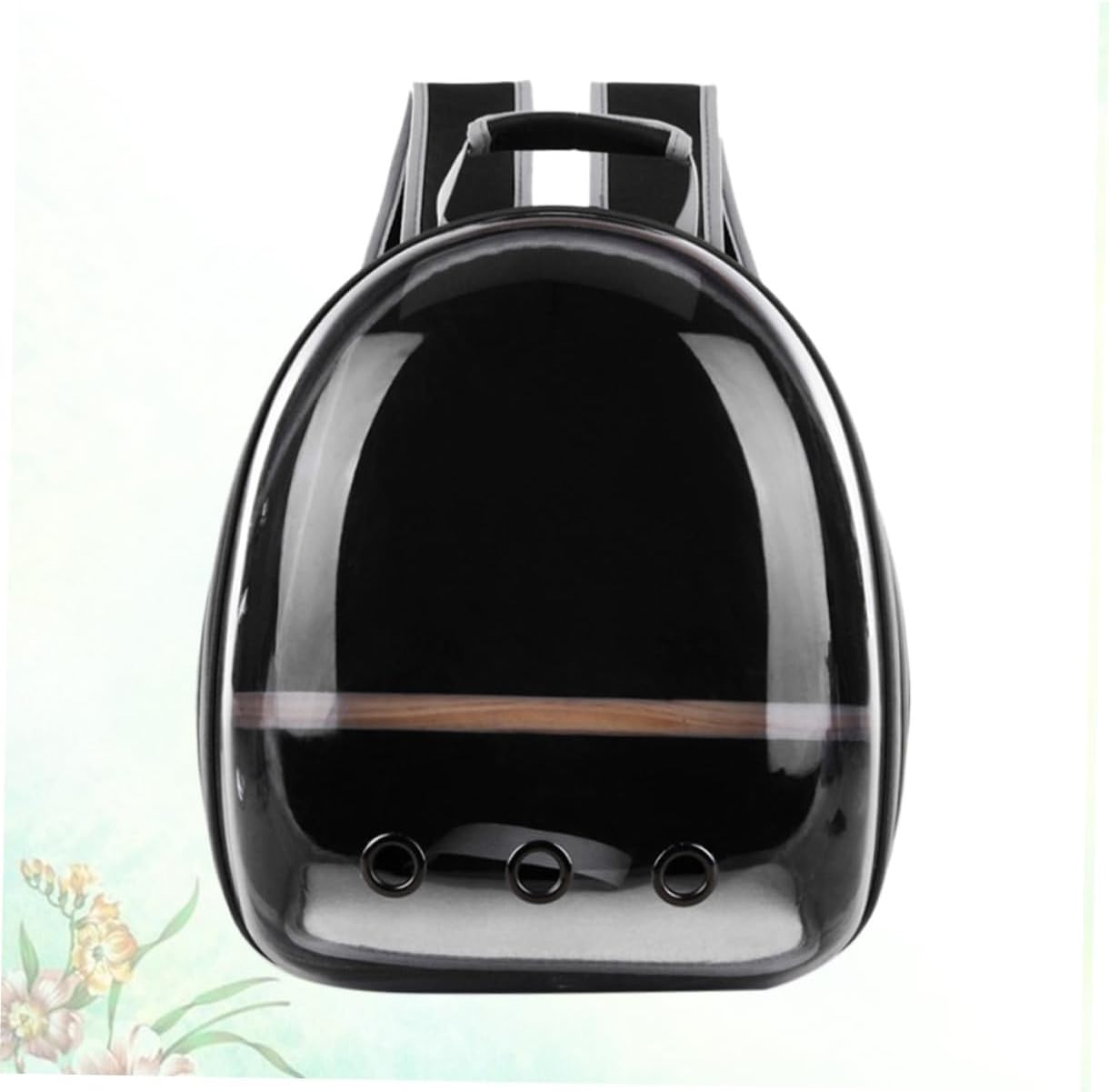 BESPORTBLE Portable Parrot Backpack Carrier Bag Breathable Outdoor Space Capsule with Wooden Bar for Pet Travel and Comfortable for Birds Black
