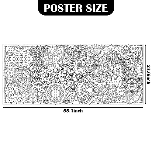 Large Coloring Poster For Kids Adults Mandala Flower Giant Wall Art Decorations Jumbo Coloring Flower Posters For Great For Bedroom Living Room Classroom Decor Diy Painting Crafts (Mandala Flower, 55"X24") #TOP1