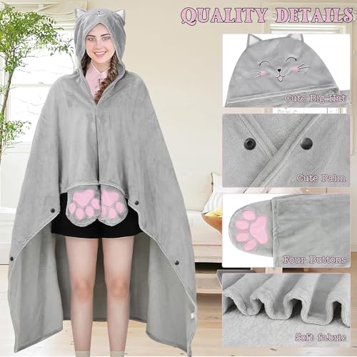 MSISILY Decke mit Ärmeln und Kapuze, Personalisierte Decke Tragbare Decke für Frauen, Kuscheldecke Flauschig Geschenke für Mädchen Kinder