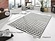 Hanse Home Teppich Panel – Wohnzimmerteppich Kurzflor Streifen Design Grafisches-Muster Moderne Optik für Esszimmer, Wohnzimmer, Kinderzimmer, Flur, Schlafzimmer, Küche – Schwarz Creme, 120x170cm