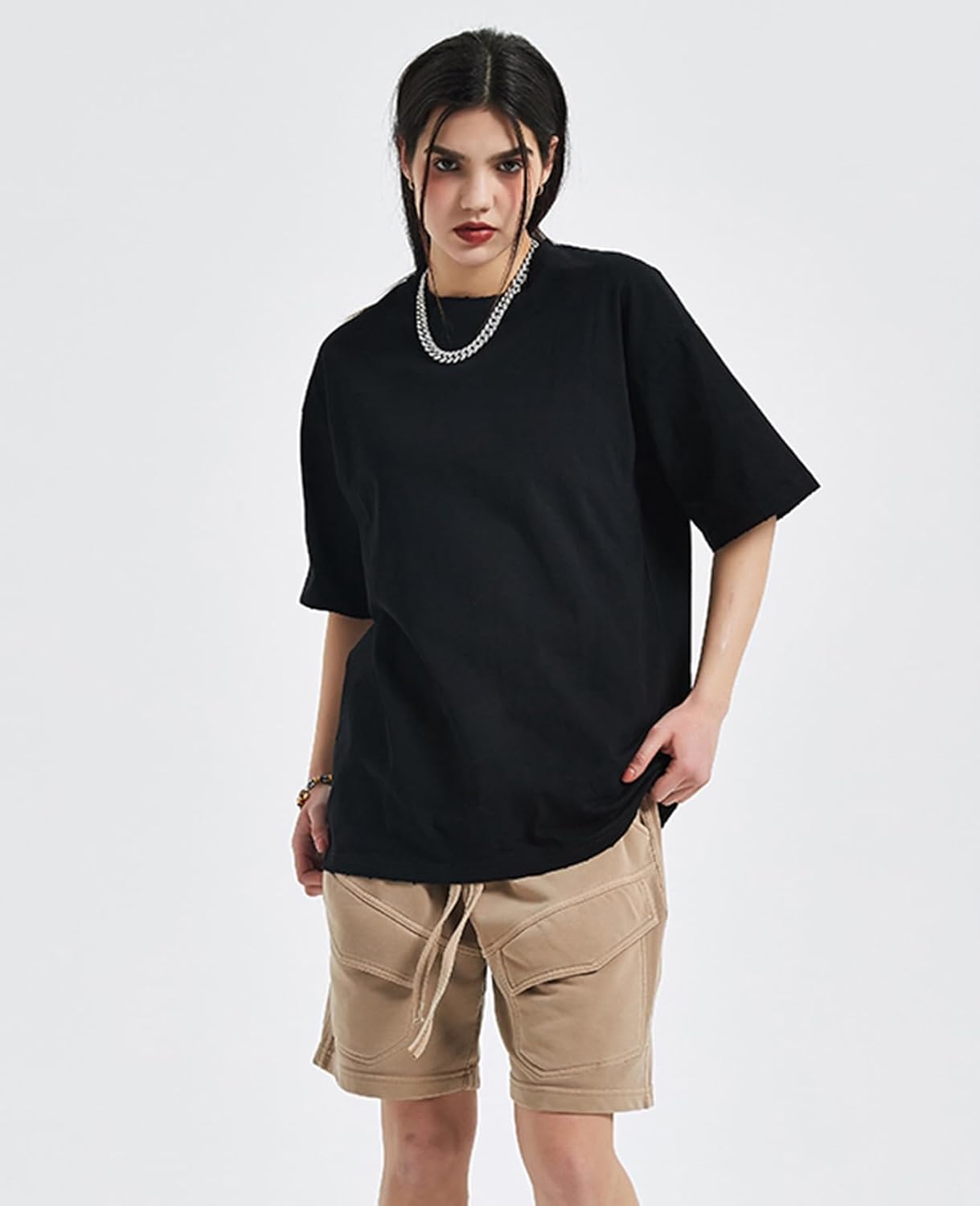 Mens Oversized T-Shirts Fashion Loose Fit Crewneck Tshirt Streetwear Heavyweight Short Sleeve Tee Shirt Gym Workout Tops - Image 7