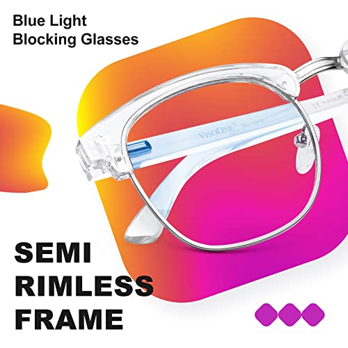 Image of VISOONE Square Anti Computer Glare Non-Prescription Office Gaming Glasses | 99% Digital Screen Filter Lightweight Clear Lens Eyewear Fashion Classic Blue Light Blocking Eyewear Men Women MONTANA