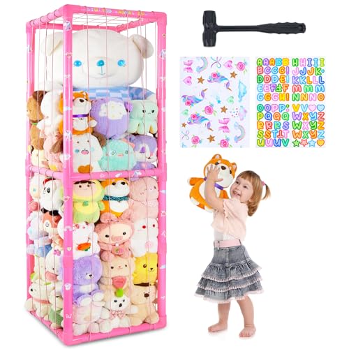 MHJY Rangement Peluches Enfant Grand Format – Cage à Peluches avec Élastiques, Organiseur Jouets...