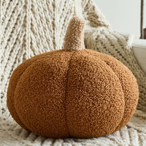 Ddliury Pumpkin Pillows, Decorative Throw Pillows for Couch Bed, Fall Pillow Home Decor for Bedroom Living Room, Halloween Fall Room Décor (Brown, 8.6 Inches)