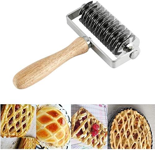 Pastry Lattice Roller Cutter, Stainless Steel Roller Dough Lattice Pizza Roller Cutter, DIY Cookie Pie Kitchen Bakery Tool for Pie Pizza Cake Bread Cookie, Kitchen Cooking Baking Tools