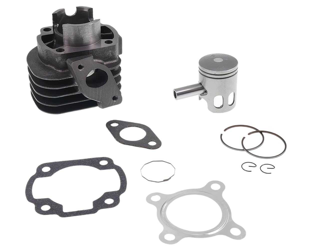 Cylindre 2EXTREME 50 centimètres cubes 2 temps compatible avec PULSE Force | Alésage 40 millimètres, sortie oblique, fonte grise, ensemble CPI; compatible avec RIDE Jump, Omen Toxic, Paradise, Vendetta