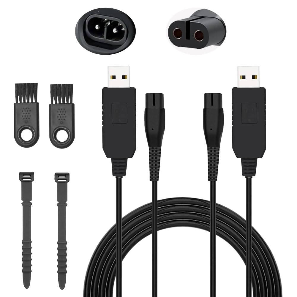 Kabel do ładowania 4,3 V A00390 kompatybilny z Philips One Blade QP2520 QP2570 QP2620 MG3730 MG3720 MG5720 BT3208 BT3206, 2 x przewód USB do ładowania golarki Norelco