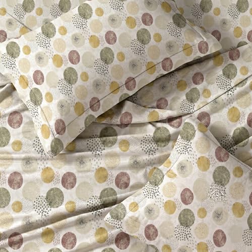 Image of LANE LINEN Symphony | 100% Cotton Sheet Set | Soft & Breathable Fabric | 3 Piece (1 Bedsheet + 2 Pillow Covers) | Super King Bed Sheet Set - Geometric Circle Pattern