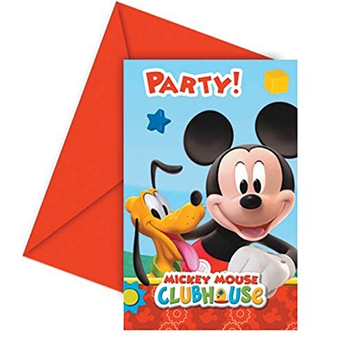 Disney Lot de 6 Cartes d'invitation Mickey Mouse Club House avec enveloppes 47103 Multicolore