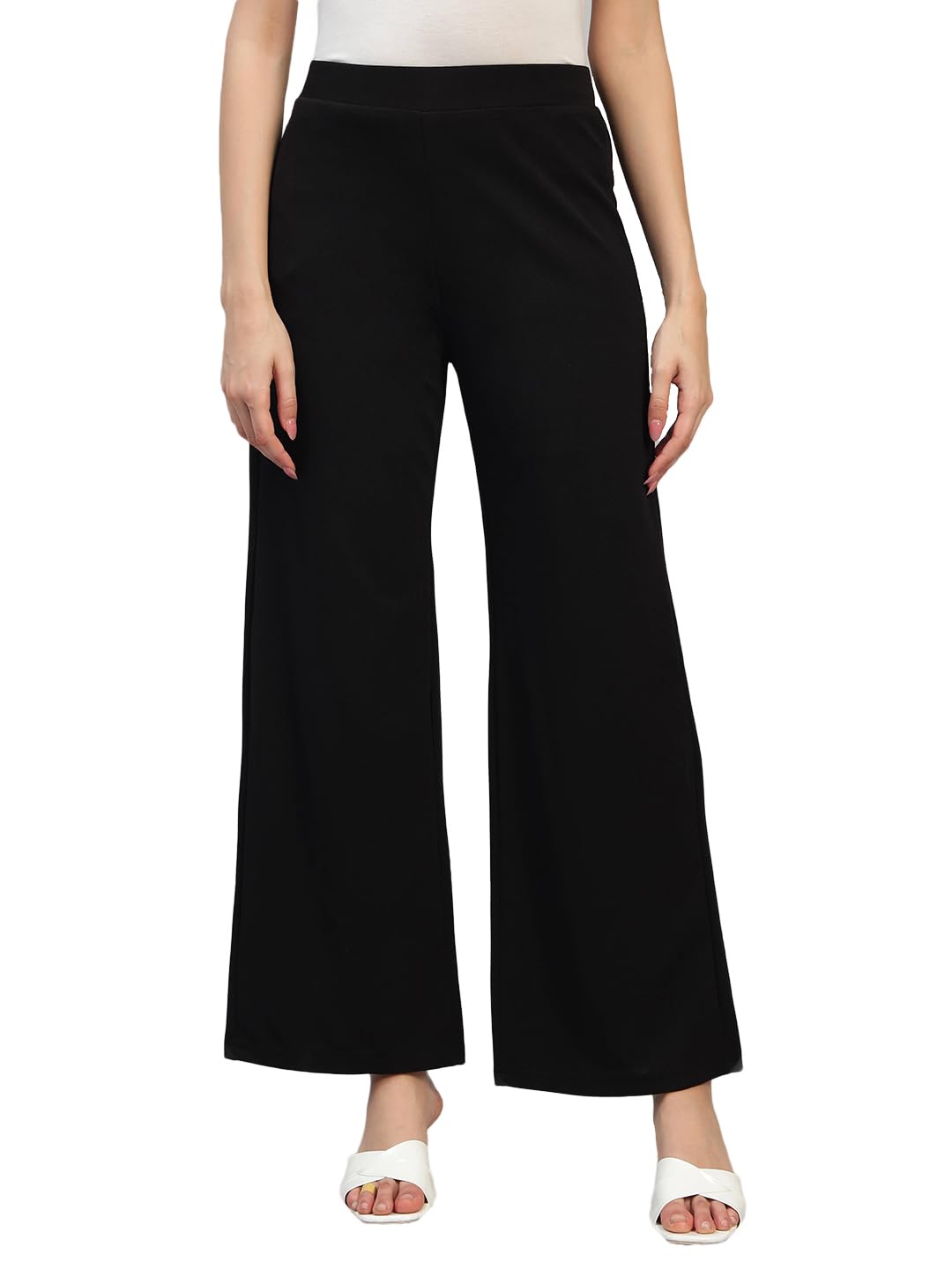 dna crafted with love Women's High Waist Straight Fit Trousers | Solid Korean Stretchable Pants for Women | Regular Fit Elastic Waist Formal Trouser for Casual-picture-37