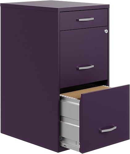 Miniatura 7 de Hirsh Space Solutions - Armario organizador de metal moderno de 18 pulgadas de profundidad con cerradura de leva, 3 cajones, tamaño carta, para