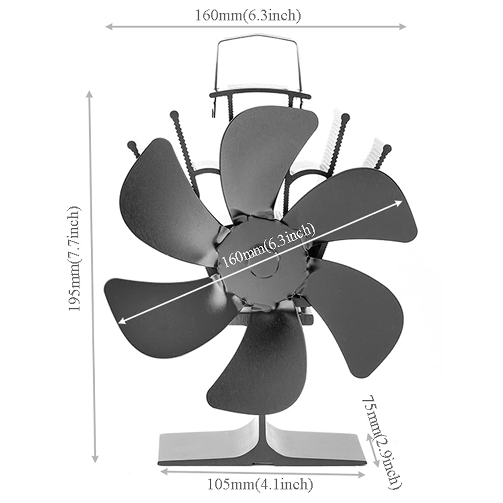 Ventilador para chimenea con detección automática de 6 aspas Ventilador silencioso para chimenea Flujo de aire más para un regalo ideal para hogar Familia Amigos Estufa alimentada por calor