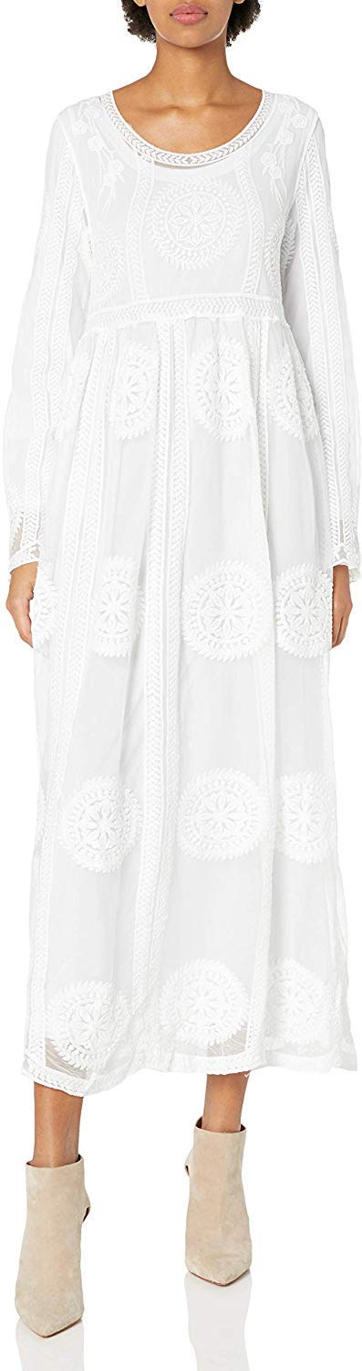 Jen Clothing "Lily LDS Temple Dress with Pockets in White Medallion Lace